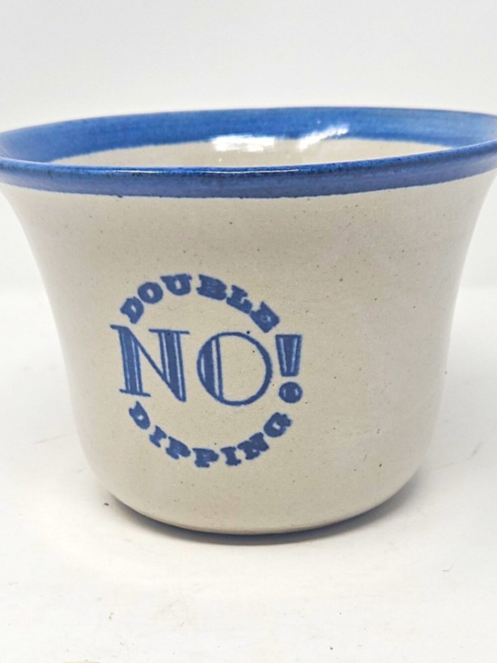 Vintage 1998 Cobalt Blue Stoneware Serving Bowl No Double Dipping Brinker Pots